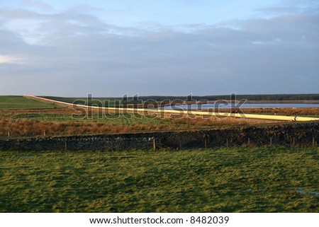 An active oil pipeline in Wester, Sinclair Bay, Caithness, Scotland.