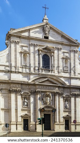 facade of  Church of the Gesu is the first truly baroque facade, introducing the baroque style into architecture, Rome
