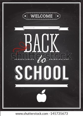 Back to school poster with text on chalkboard Vector illustration Back to school poster with text on chalkboard Vector illustration