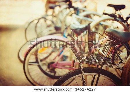 Vintage bicycle detail close up with bokeh background