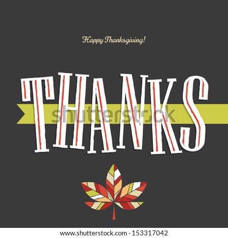 Thanksgiving holiday greeting card with text thanks. Vector illustration