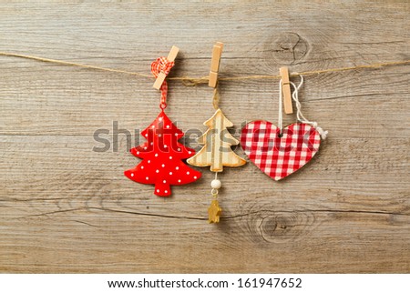 Christmas decoration toys hanging on string