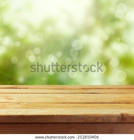 Wooden table mock up template background for product montage display