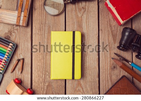 Notebook cover mock up for logo design presentation. View from above