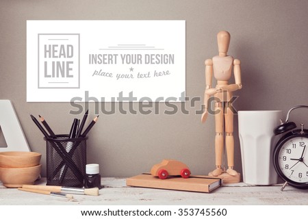 Website header or hero image design with designer desk objects