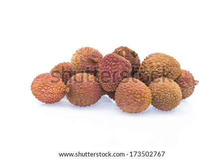 Lychee fruit on a white background.