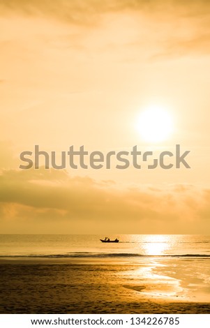 Fishing boat when sun rising