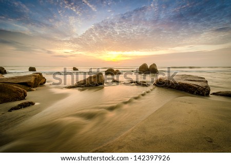 Beauty landscape with sun rising over sea