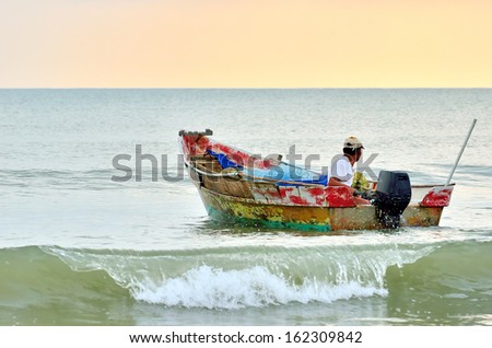 Fishermen ready to go to the sea at the morning.