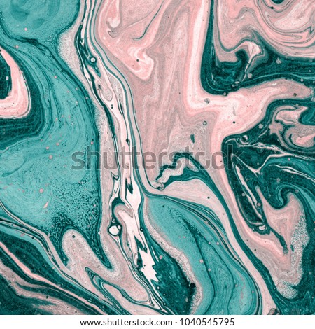 Abstract texture. Marble effect painting. Liquid oil paints. Unusual trendy background for posters, cards, invitations, websites, wallpapers. Turquoise and pink colours.