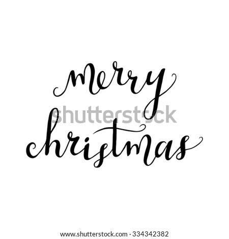 Merry Christmas. Hand Drawn Text. Vector Illustration. - 334342382