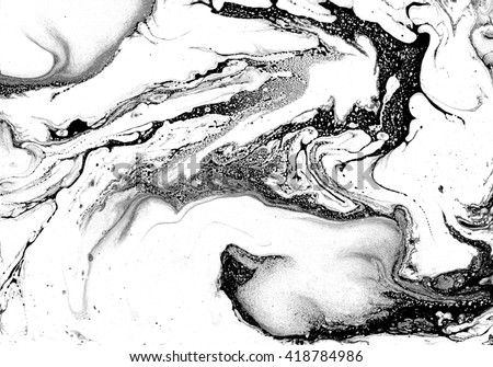 Black and white background. Ink and water. Beautiful texture for card, poster, invitation. Unusual abstract illustration. Horizontal image.
