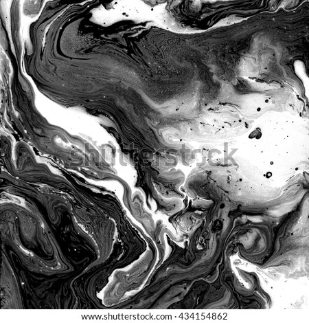 Black and white background. Liquid ink on wet paper. Beautiful grunge texture for card, poster, invitation. Unusual abstract illustration.
