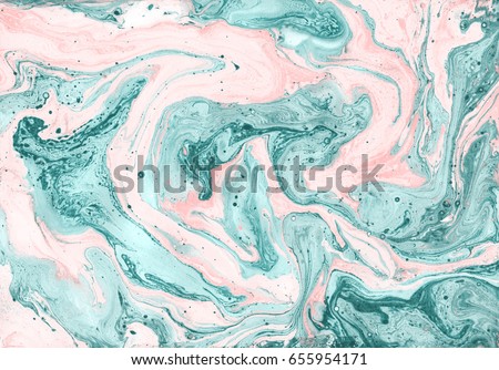 Gouache painting. Abstract marble texture, can be used as a trendy background for posters, cards, invitations, wallpapers. Turquoise and pink colours. Modern art. Decorative hand painted illustration.