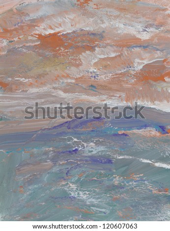 sky and sea, painting, tempera, paper