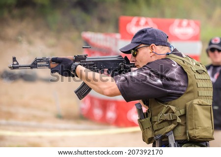 Sub machine Gun. Shooting and Weapons Training. Outdoor Shooting Range