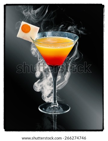 Tequila Sunrise cocktail. Fancy fresh cocktail with tequila