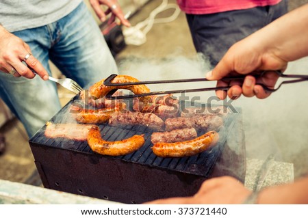Barbecue party. Summer barbecue party or picnic in backyard
