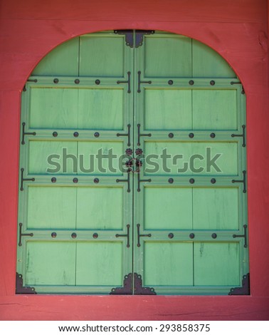 Classic wooden door in Korean Style