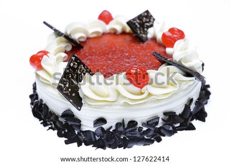Black forest cake on isolate white
