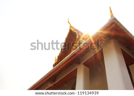 Sun rays shining down on the church\