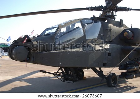FAIRFORD, UK - JULY 16, 2005: British AH-64 Apache helicopter on static display at the Royal International Air Tattoo on July 16, 2005 in Fairford, UK.