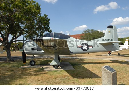 SAN ANTONIO, TX - AUGUST 20: T-28 Cold War trainer at Randolph AFB, on August 20, 2011 in San Antonio, Texas.