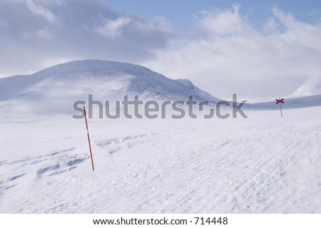 mountain full of snow during winter, J?mtlands region, north of Sweden