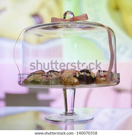MILAN, ITALY - MAY 22: Italian pastries in a glass box in Tuttofood, Milano World Food Exhibition on May 22, 2013 in Milan, Italy