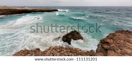 Rough ocean in Caribbean bay