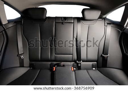 back black leather seat of the car isolated