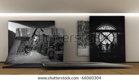 Room whit a panel whit photography
