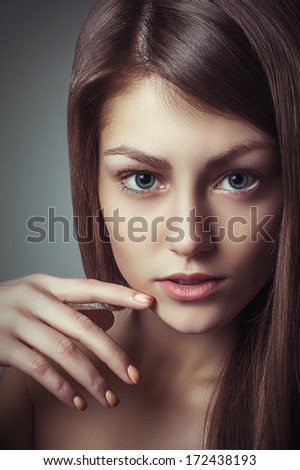 Beauty glamour portrait young woman with perfect natural makeup look