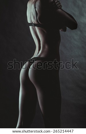 Sexy Woman Body. Lacy Underwear Lingeries. Low Key Dark Fashion Photoshoot