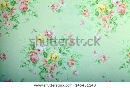 Vintage green victorian wallpaper with floral pattern