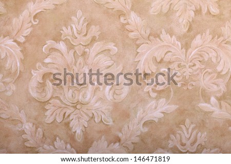 Vintage beige wallpaper with vignette victorian pattern