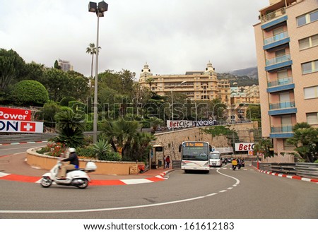 MONTE CARLO, MONACO - MAY 15: Monaco streets before the races of Formula 1 Grand Prix de Monaco at May 15, 2013 in Monte Carlo, Monaco.