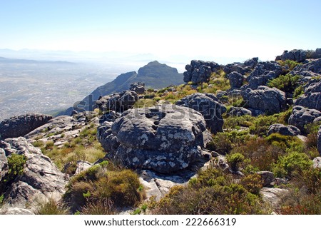 Stone landscape on Table Mountain, Cape Town, South Africa