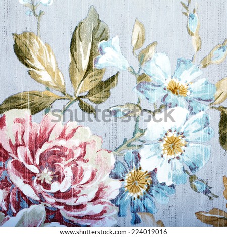 Vintage grey wallpaper with color floral victorian pattern