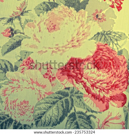 Vintage  wallpaper with floral victorian pattern, square toned image, instagram effect