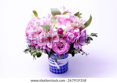 Beautiful pink bouquet of flowers, selective focus