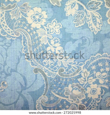 Vintage blue wallpaper with vignette victorian pattern