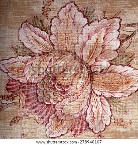 Vintage shabby chic brown wallpaper with floral victorian pattern. Square image