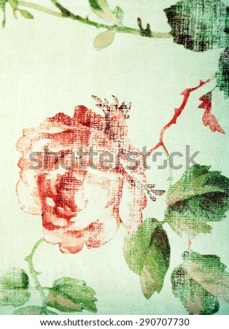 Detail of vintage wallpaper with rose floral victorian pattern, toned image