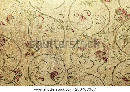 Vintage shabby chic wallpaper with vignette floral victorian pattern, toned image