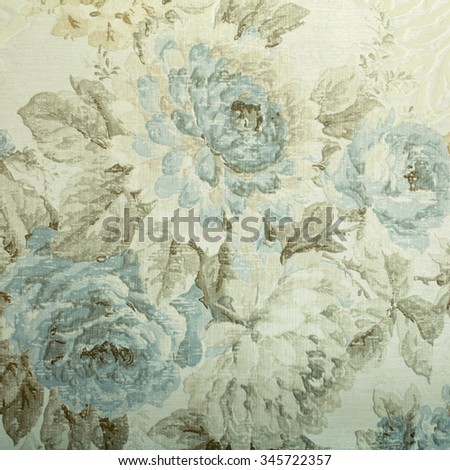 Vintage wallpaper with blue floral victorian pattern, square toned image