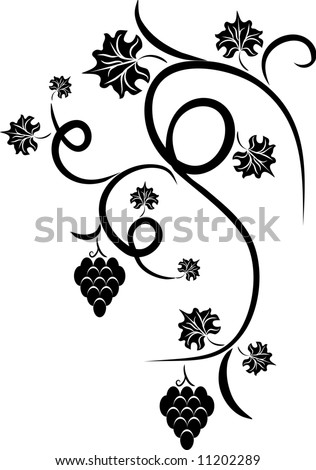 swirl tattoo Vector Illustration stock vector : Floral vine grape - design