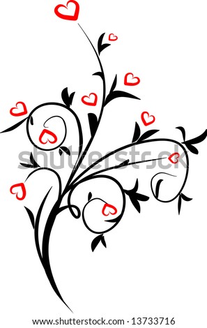 stock vector Hearts floral tattoo