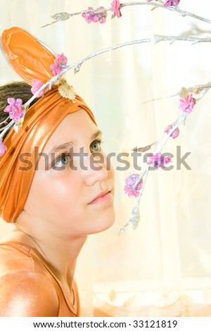 indian cute teen. booty shorts teen stock photo : Portrait of cute teen girl in east suit