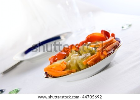 Set of Canned vegetables on plate